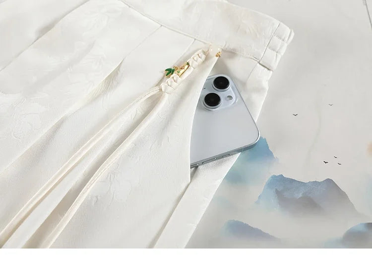 Chinese Style Jacquard Wide Leg Satin Pants – Women